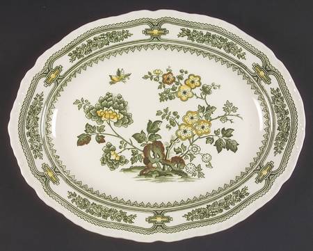 Manchu Green Multicolor 13" Oval Serving Platter