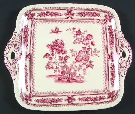Manchu Pink Square Handled Cake Plate
