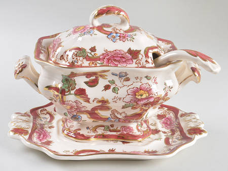 Mandalay Red Sauce Boat & Lid & Underplate & Ladle