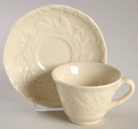 Mason's Oak Cream Flat Demitasse Cup & Saucer Set