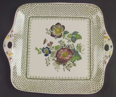 Paynsley Green Multicolor Square Handled Cake Plate