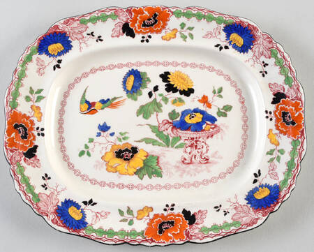 Persiana (Black Trim) 10" Oval Serving Platter
