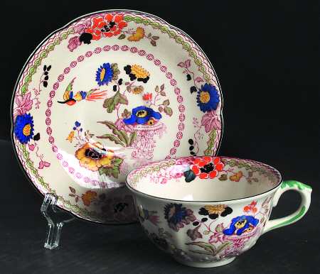 Persiana (Black Trim) Flat Cup & Saucer Set