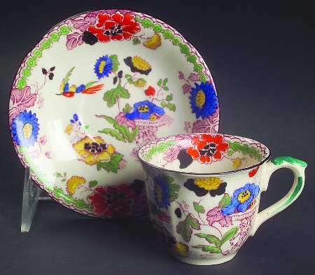 Persiana (Black Trim) Flat Demitasse Cup & Saucer Set