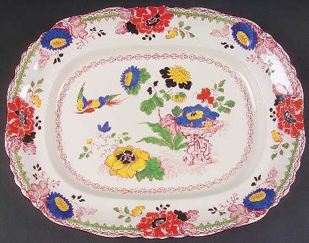 Persiana (Black Trim) 14" Oval Serving Platter