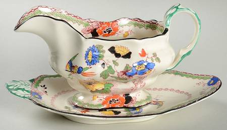 Persiana (Black Trim) Gravy Boat & Underplate