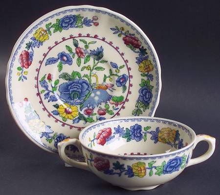 Regency Plantation Colonial Flat Cream Soup Bowl & Saucer Set