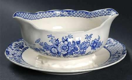 Stratford Royal Blue (No Trim) Gravy Boat with Attached Underplate