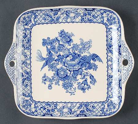 Stratford Royal Blue (No Trim) Square Handled Cake Plate