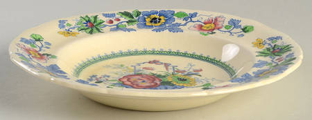Strathmore Blue Multicolor Rim Soup Bowl