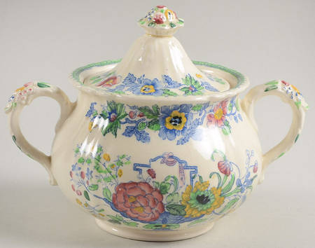 Strathmore Blue Multicolor Sugar Bowl & Lid
