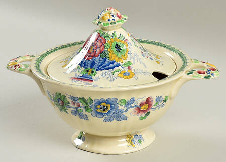 Strathmore Blue Multicolor Sugar Bowl & Lid