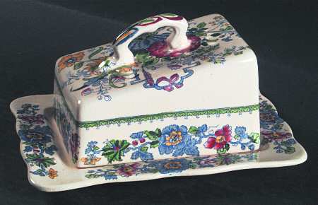Strathmore Blue Multicolor Cheese Dish with Lid (Wedge)