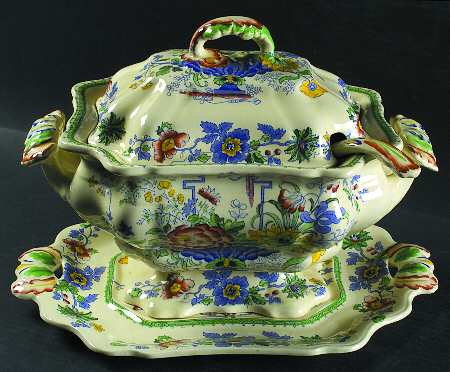 Strathmore Blue Multicolor Tureen & Lid w/Ladle & Underplate