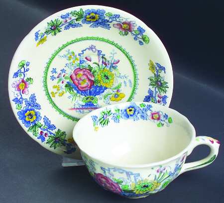 Strathmore Blue Multicolor Flat Cup & Saucer Set