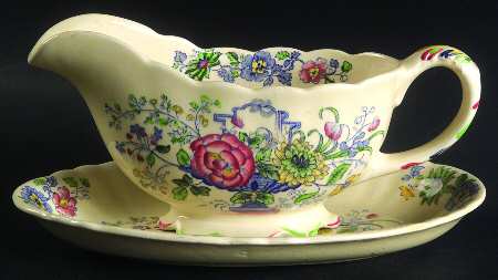 Strathmore Blue Multicolor Gravy Boat & Underplate/Relish