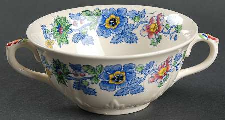 Strathmore Blue Multicolor Flat Cream Soup Bowl