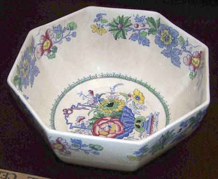 Strathmore Blue Multicolor 8" Octagonal Vegetable Bowl