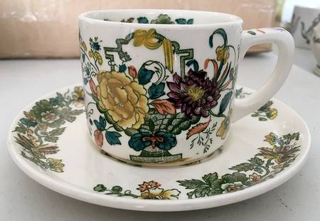 Strathmore Green Multicolor Flat Cup & Saucer Set