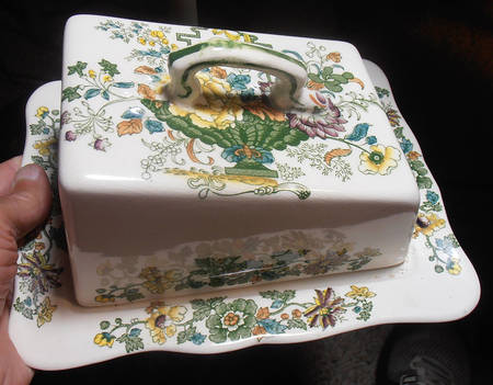 Strathmore Green Multicolor Cheese Dish with Lid (Wedge)