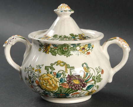 Strathmore Green Multicolor Sugar Bowl & Lid
