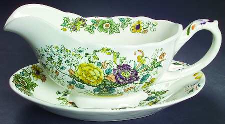 Strathmore Green Multicolor Gravy Boat & Underplate/Relish