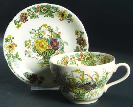 Strathmore Green Multicolor Jumbo Cup & Saucer Set