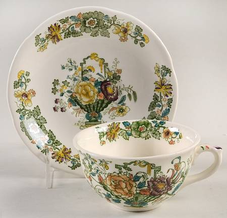 Strathmore Green Multicolor Flat Cup & Saucer Set