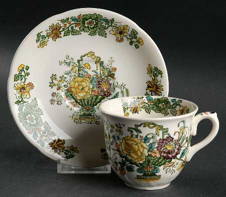 Strathmore Green Multicolor Flat Cup & Saucer Set