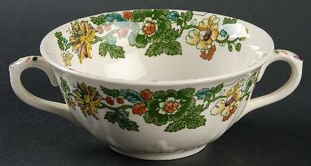 Strathmore Green Multicolor Flat Cream Soup Bowl
