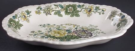 Strathmore Green Multicolor Oval Gadroon Dessert Bowl