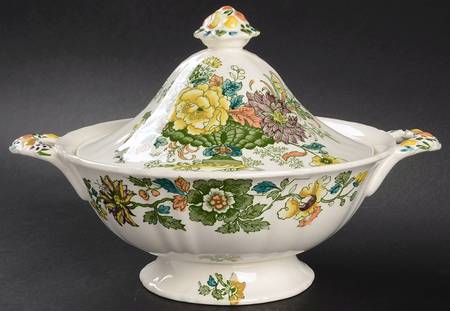 Strathmore Green Multicolor Round Covered Vegetable by Mason's