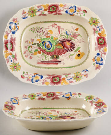 Strathmore Pink Multicolor 10" Oval Vegetable Bowl