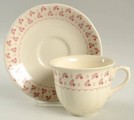 Trefoil Pink Flat Cup & Saucer Set