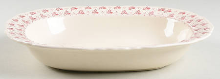 Trefoil Pink 10" Oval Vegetable Bowl