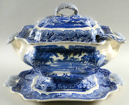 Vista Blue Large Tureen W/Ladle & Underplate