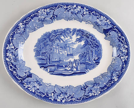 Vista Blue 16" Oval Serving Platter