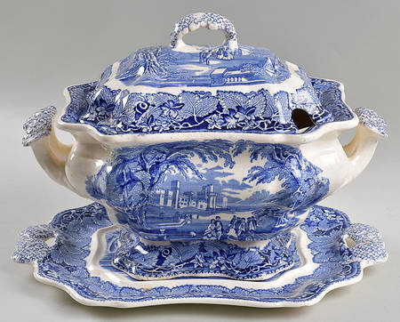 Vista Blue Small Bedford Tureen W/Ladle & Underplate