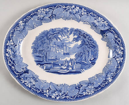 Vista Blue 15" Oval Serving Platter