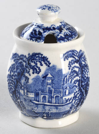 Vista Blue Mustard Jar & Lid