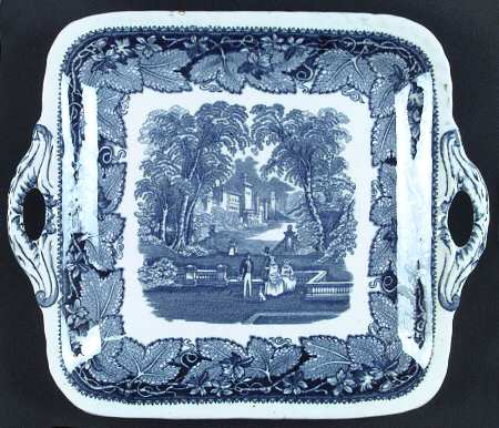 Vista Blue Square Handled Cake Plate