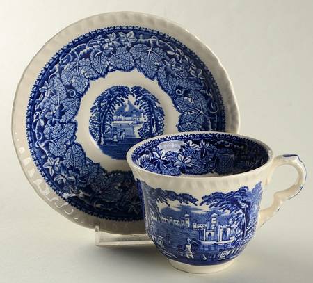 Vista Blue Flat Cup & Saucer Set