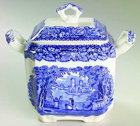 Vista Blue Square Fan Sugar Bowl & Lid