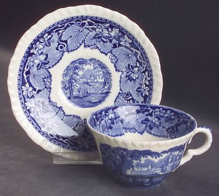 Vista Blue Flat Cup & Saucer Set