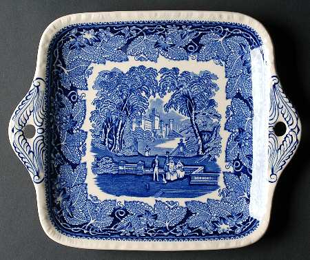 Vista Blue Square Handled Cake Plate