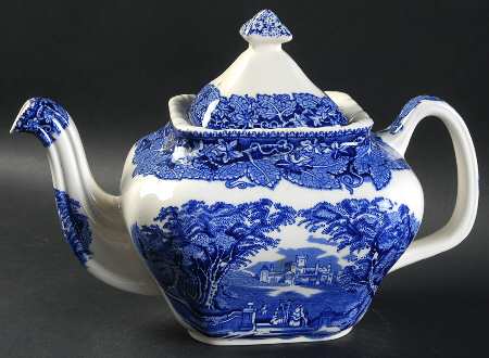 Vista Blue Square Gadroon Teapot & Lid