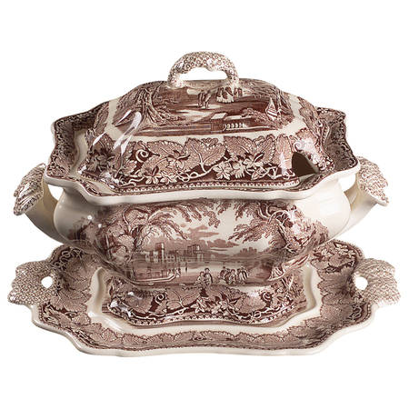 Vista Brown (No Trim) Tureen & Lid w/Underplate
