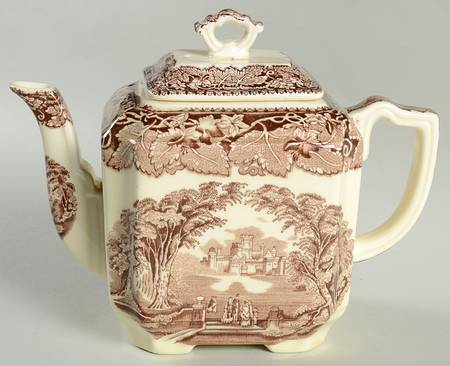 Vista Brown (No Trim) Fan Teapot & Lid