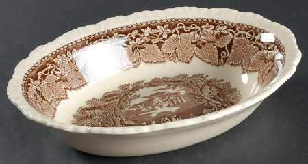 Vista Brown (No Trim) 9" Oval Vegetable Bowl