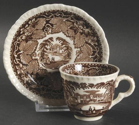Vista Brown (No Trim) Flat Demitasse Cup & Saucer Set